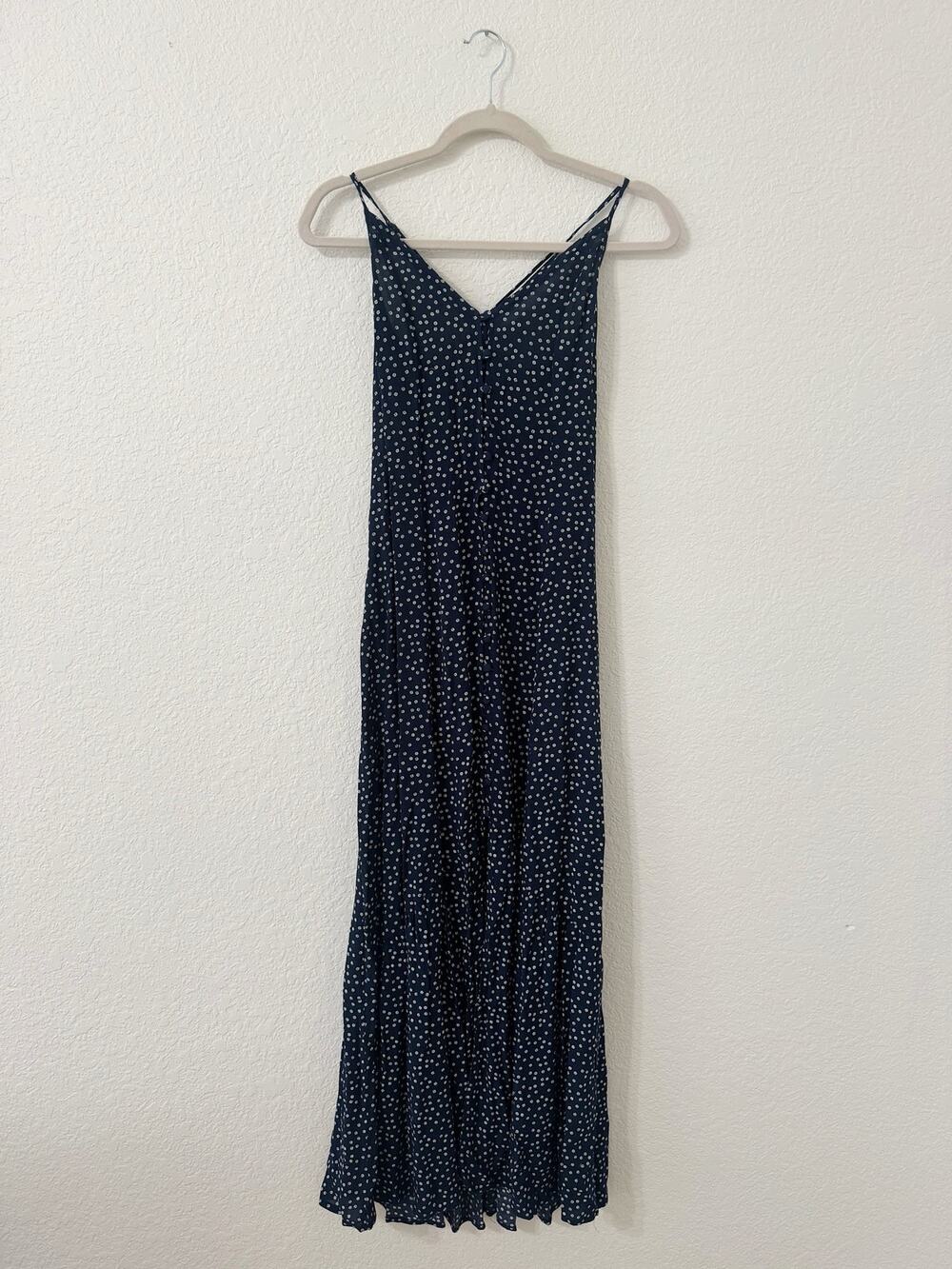 Abercrombie & Fitch Navy Floral Button Front Midi Slip Dress XS